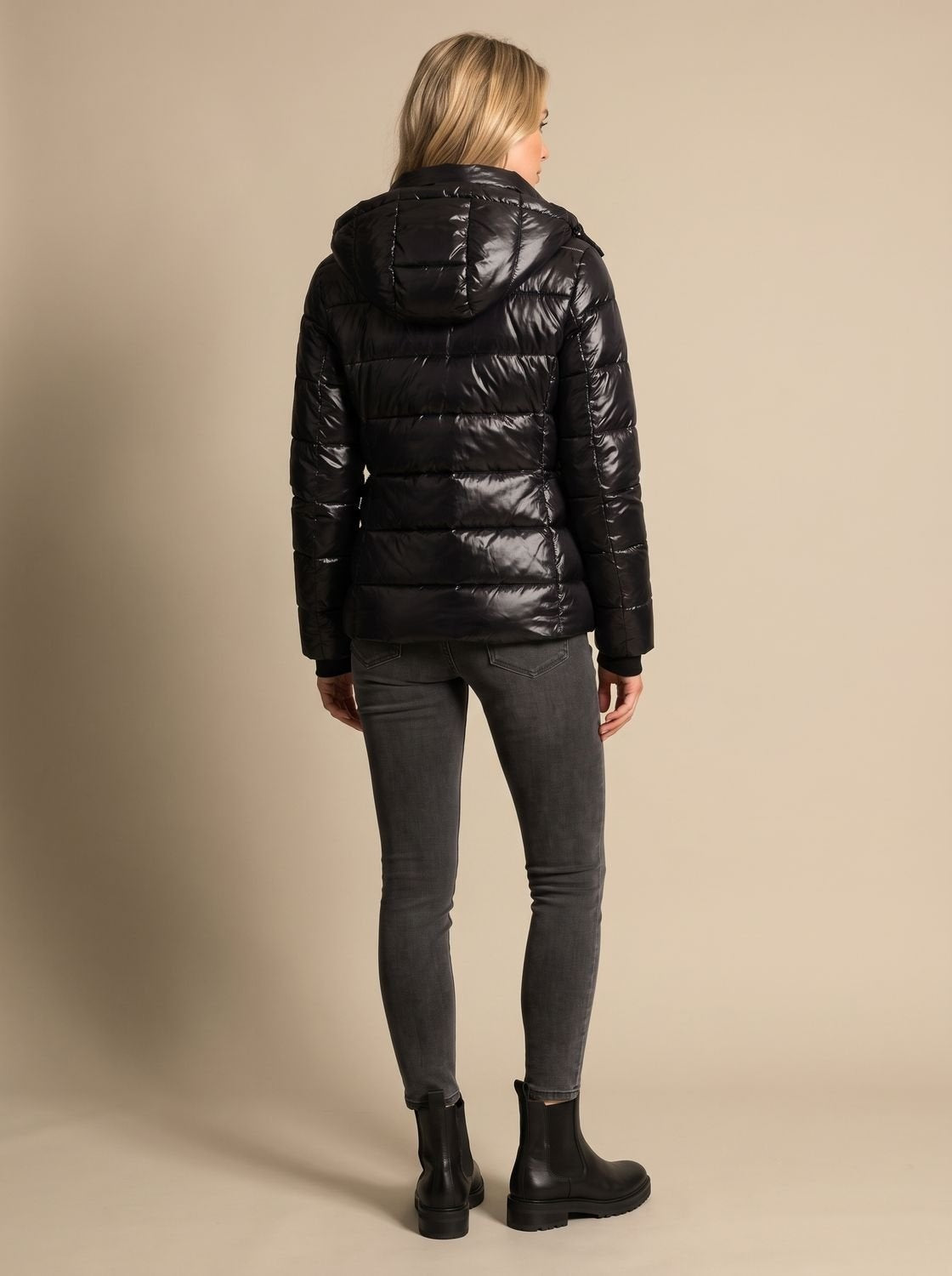 Lillian | Women's Quilted Down Jacket with Hood Glossy Finish