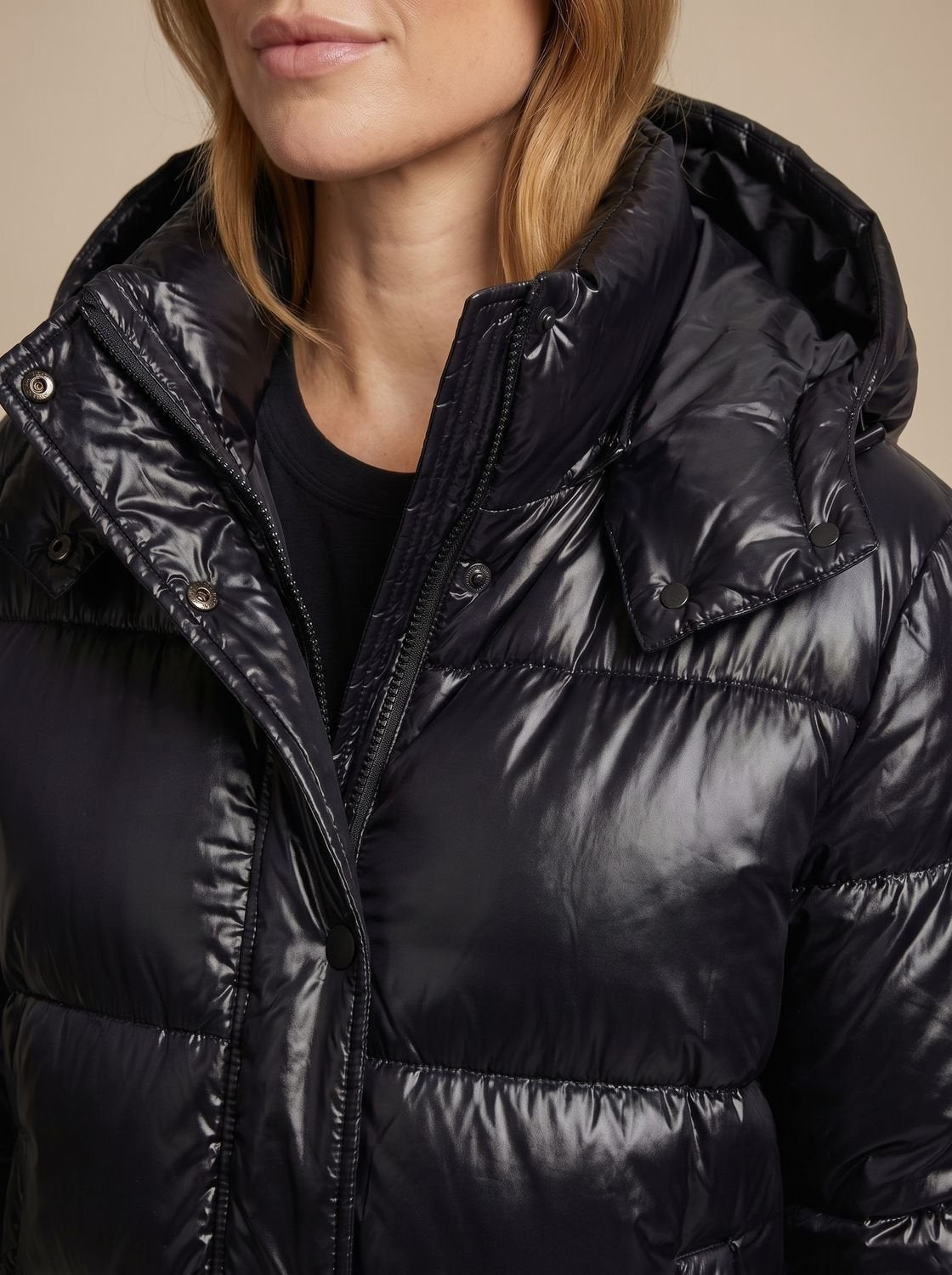 Lillian | Women's Quilted Down Jacket with Hood Glossy Finish