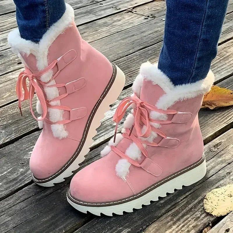 Joanna | Women's Sherpa Lined Winter Boots Lace Up Platform Ankle