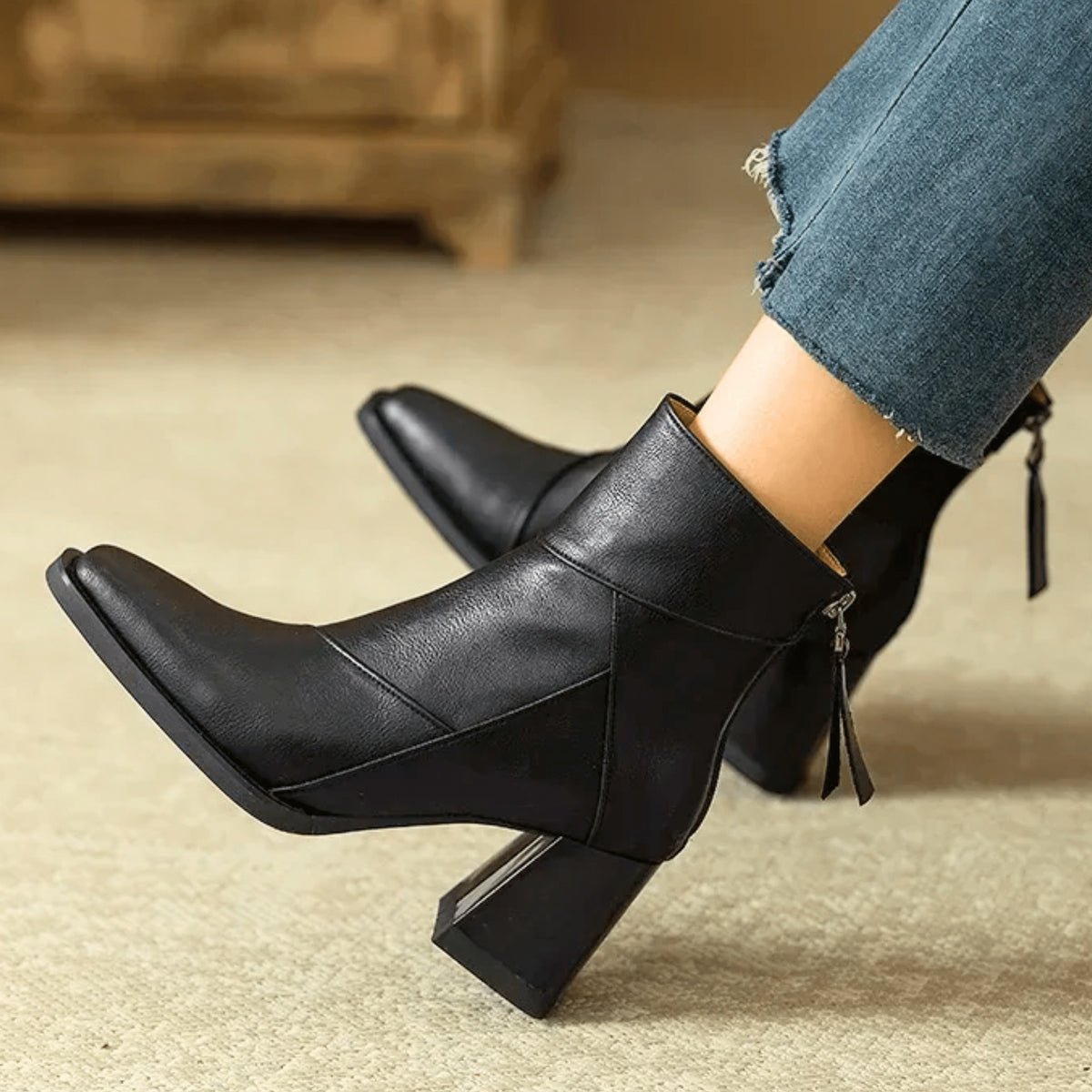 Alyssa | Women's Block Heel Ankle Boots Side Zipper
