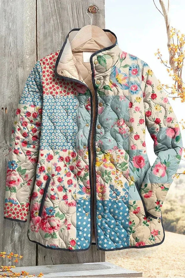 Olivia | Women's Floral Patchwork Quilted Jacket Lightweight Fall Coat
