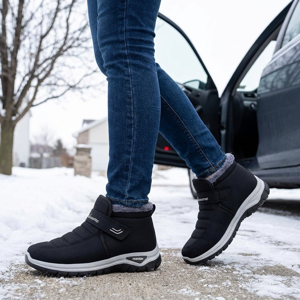 Mia | Women's Faux Fur Lined Snow Boots with Velcro Strap