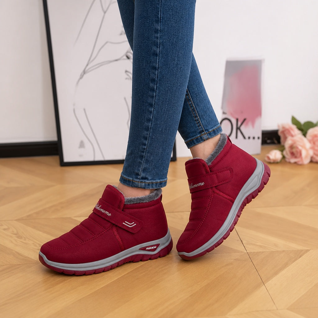 Mia | Women's Faux Fur Lined Snow Boots with Velcro Strap