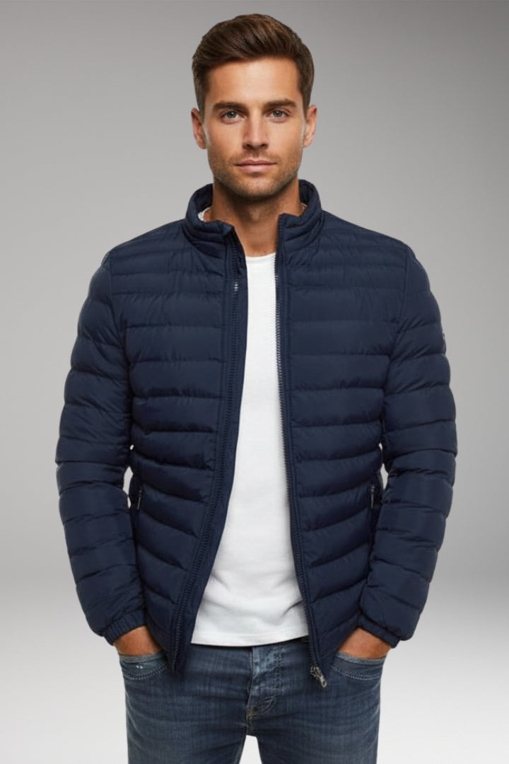 Spencer | Men's Quilted Bomber Jacket High Collar Zip Up