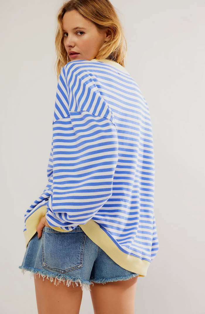 Adeline | Women's Oversized Striped Sweatshirt Crew Neck Long Sleeve