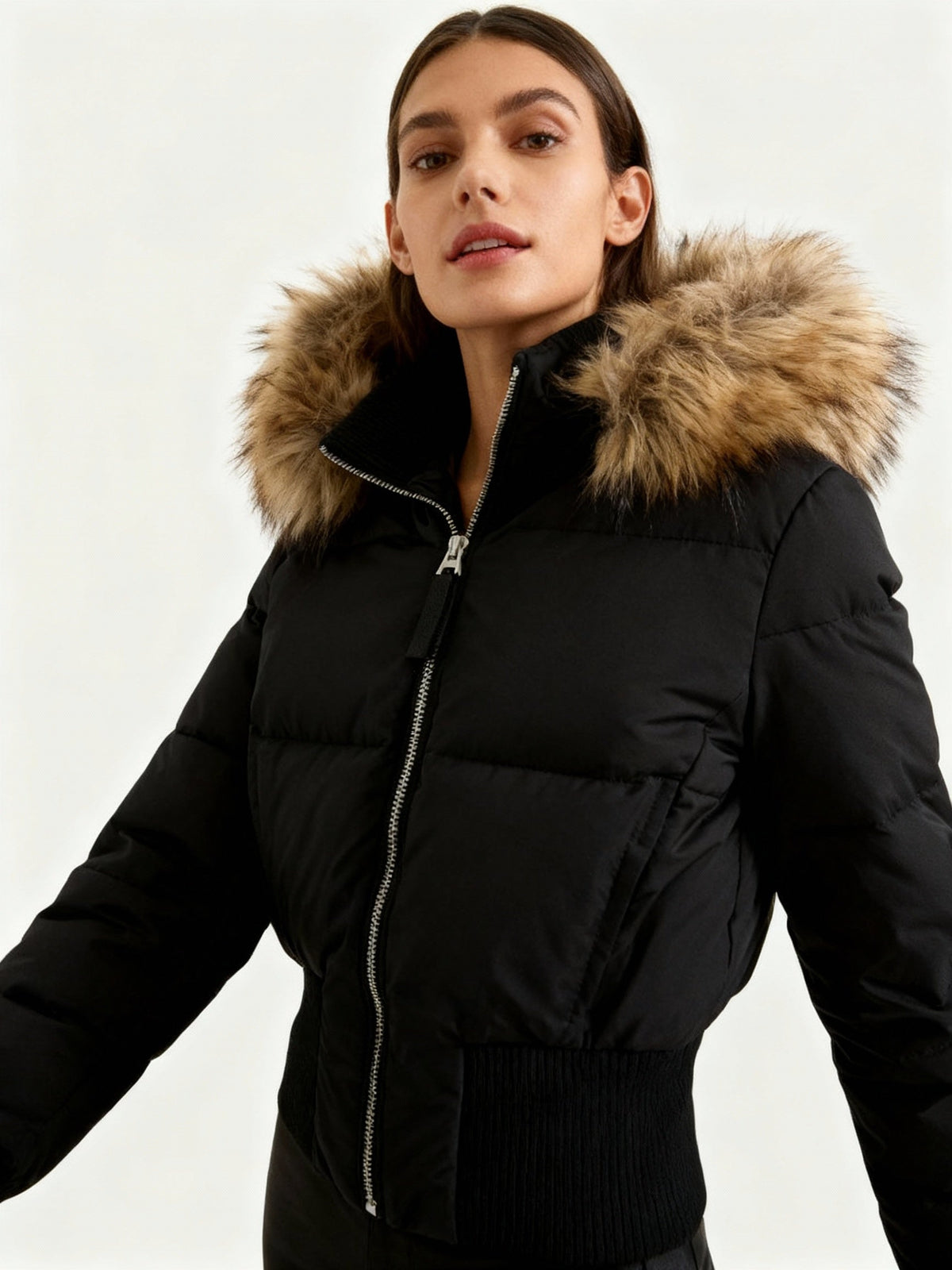 Ashley | Women's Puffer Jacket Faux Fur Hood
