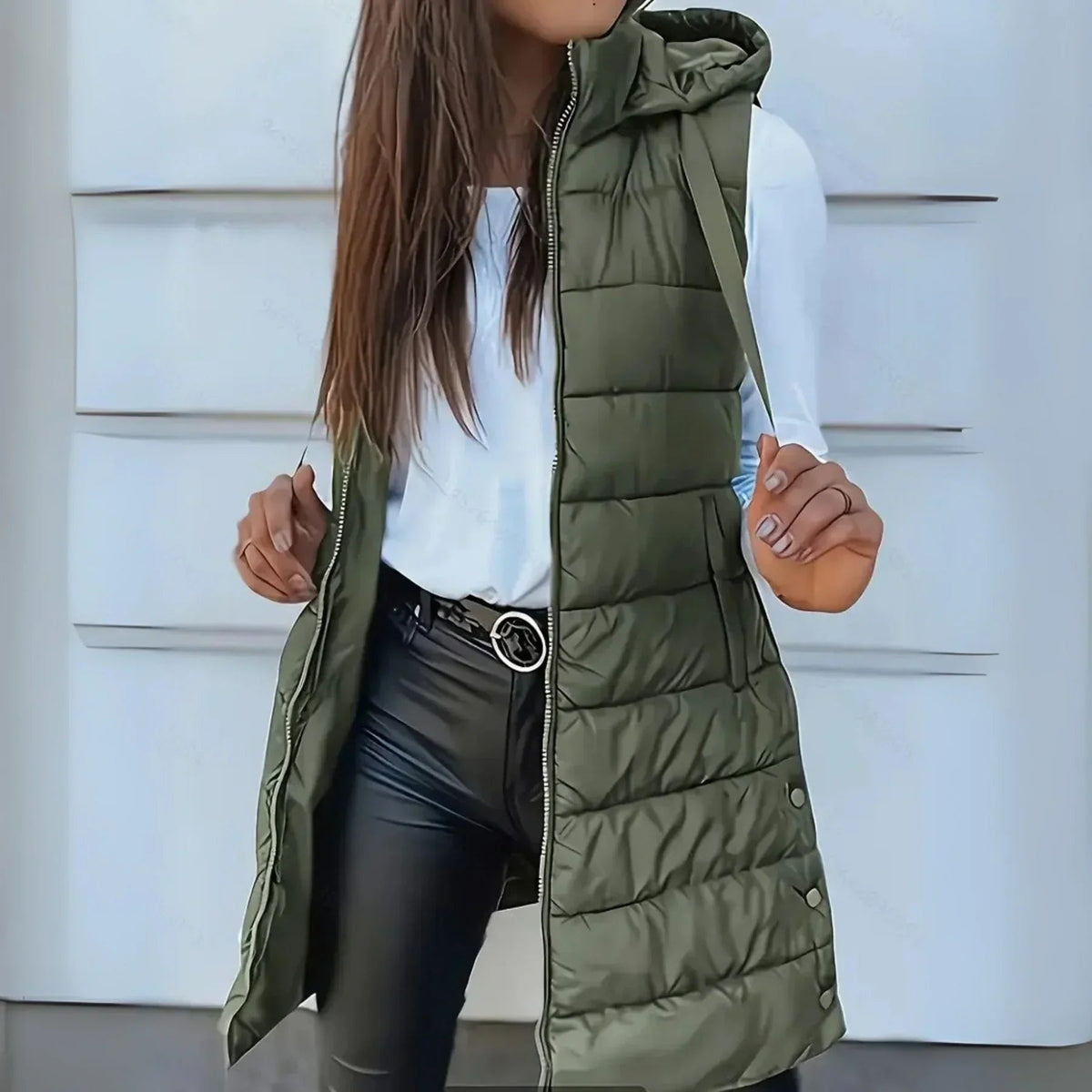 Brooke | Women's Long Puffer Vest Hooded Sleeveless