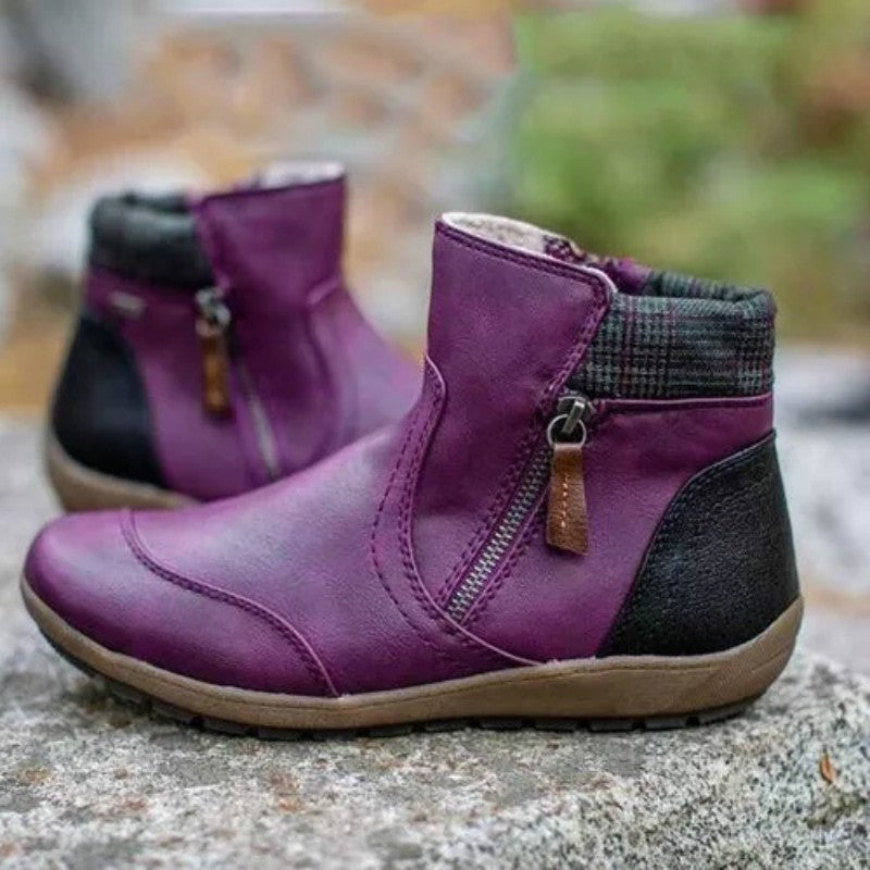 Tessa | Women's Waterproof Ankle Boots Flat Side Zipper