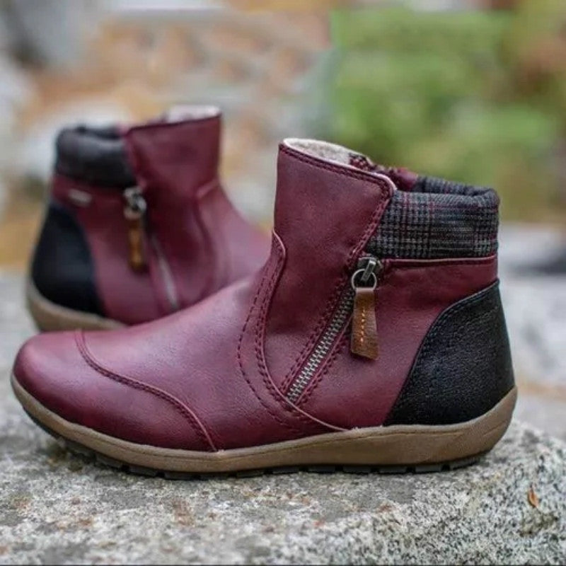 Tessa | Women's Waterproof Ankle Boots Flat Side Zipper