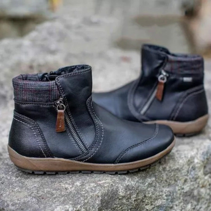 Tessa | Women's Waterproof Ankle Boots Flat Side Zipper