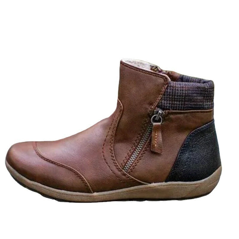 Tessa | Women's Waterproof Ankle Boots Flat Side Zipper