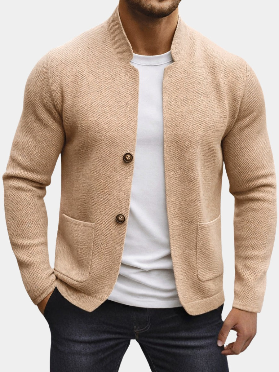 Oliver | Men's Structured Knit Jacket Stand Collar with Pockets