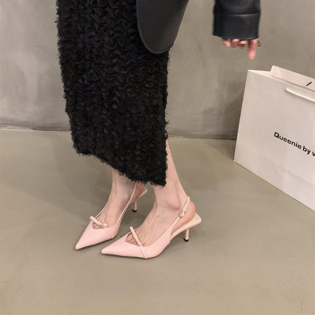 Olivia | Women's Slingback Pumps with Bow Kitten Heel