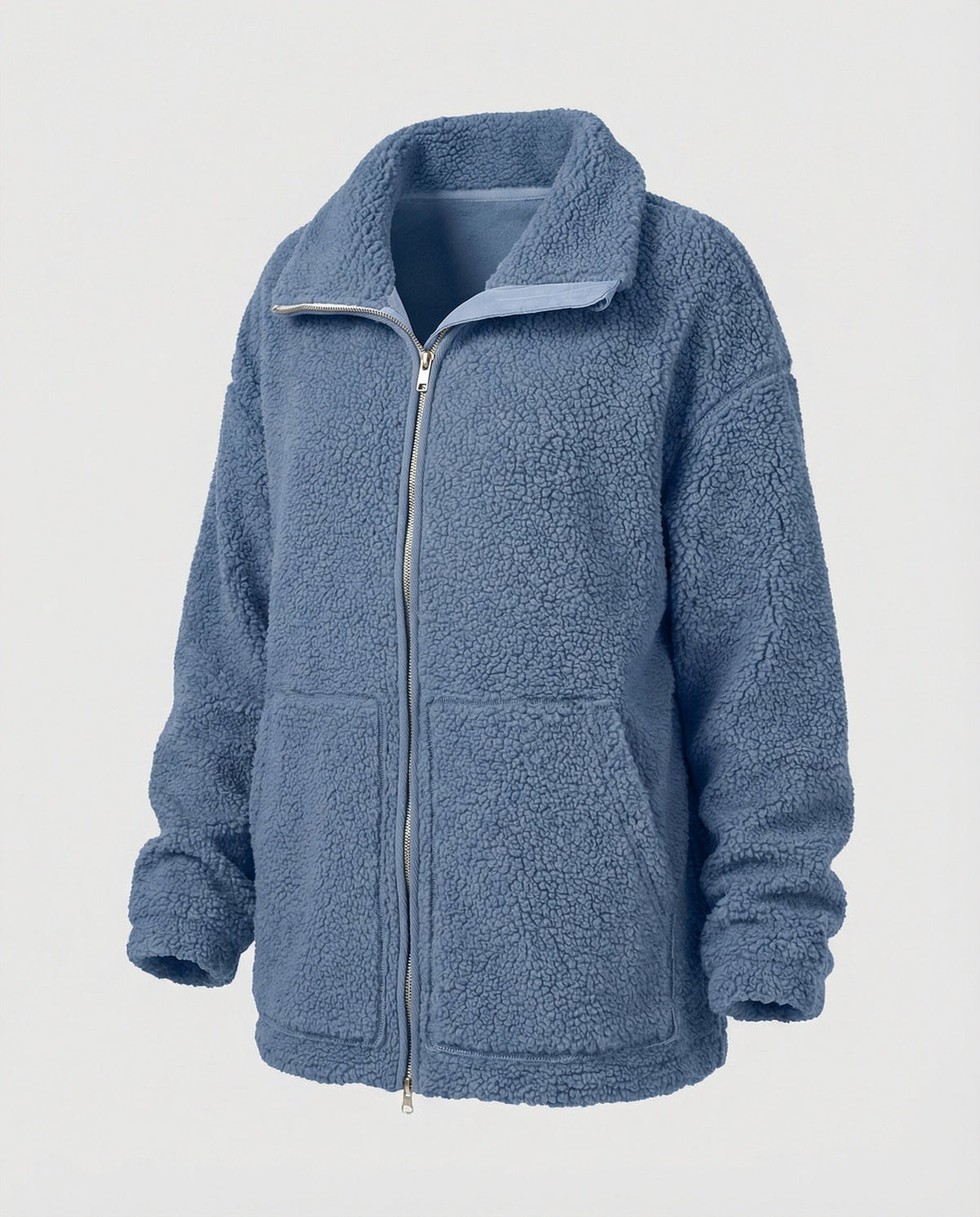 Paisley | Women's Fluffy Teddy Coat Zip-Up with High Collar