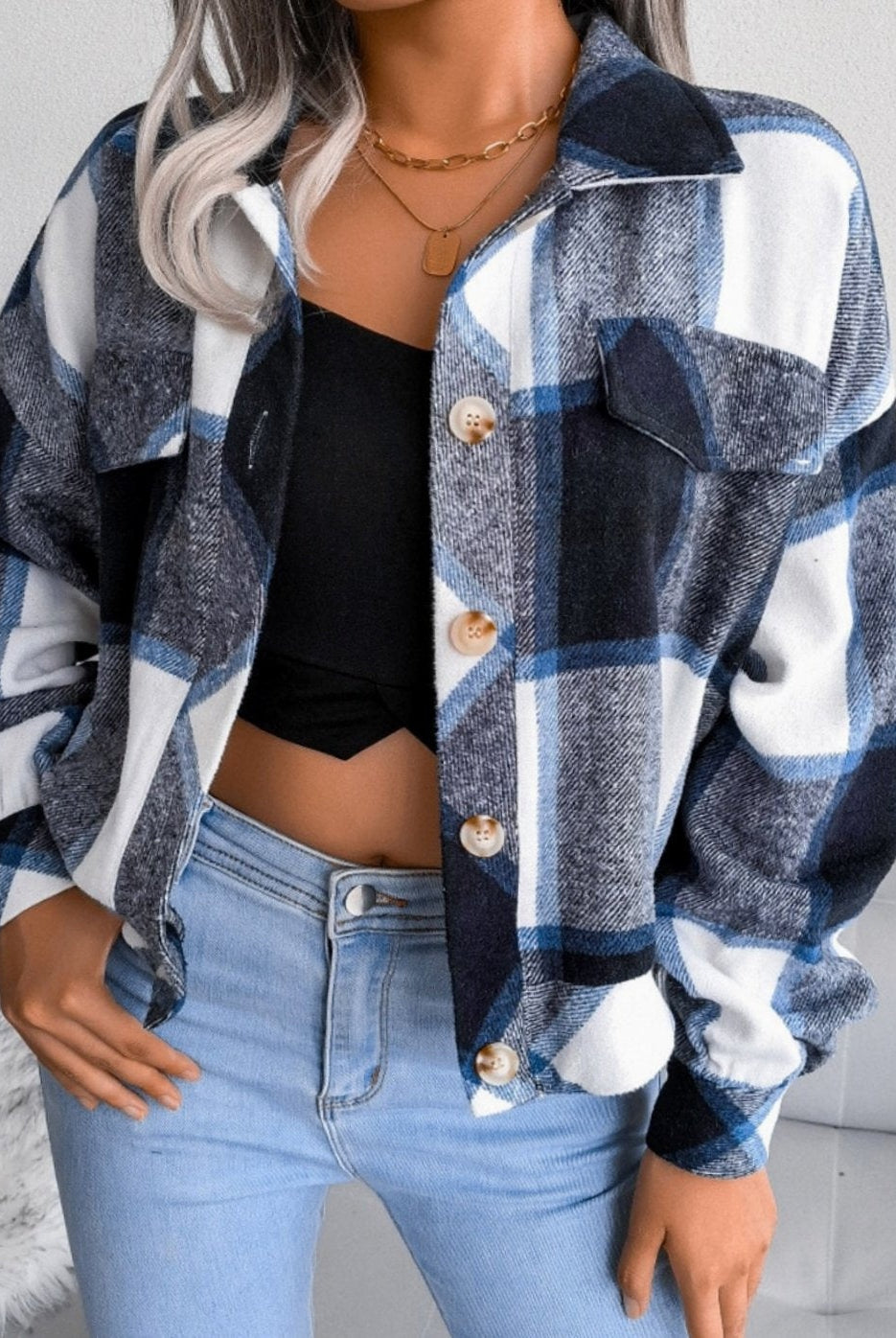 Penelope | Women's Oversized Checkered Cardigan Knit Flannel Shacket