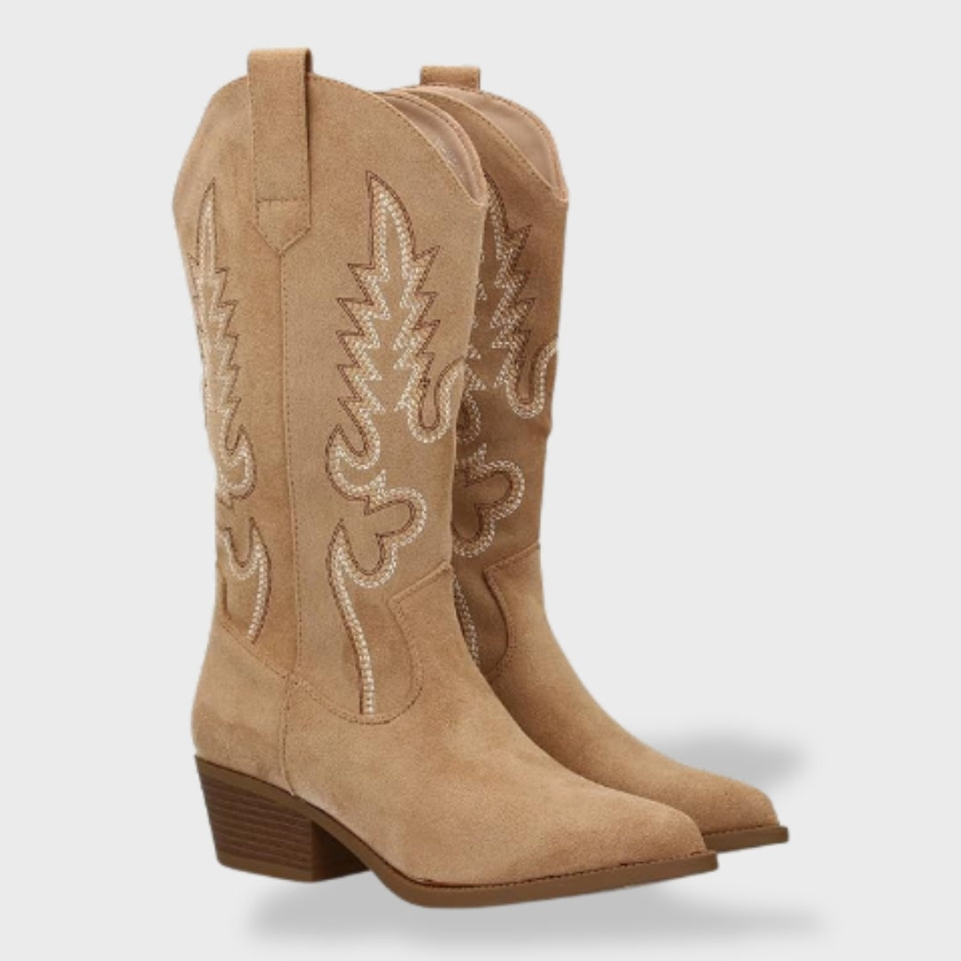 Melody | Women's Suede Tall Cowboy Boots Western Embroidery