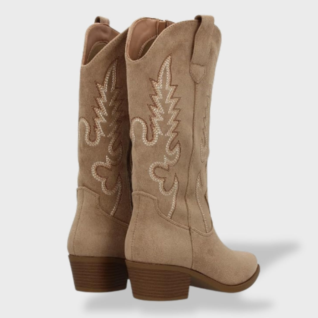 Melody | Women's Suede Tall Cowboy Boots Western Embroidery