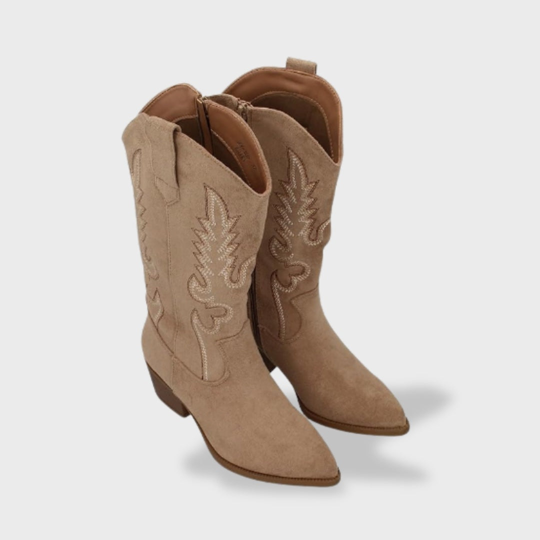 Melody | Women's Suede Tall Cowboy Boots Western Embroidery