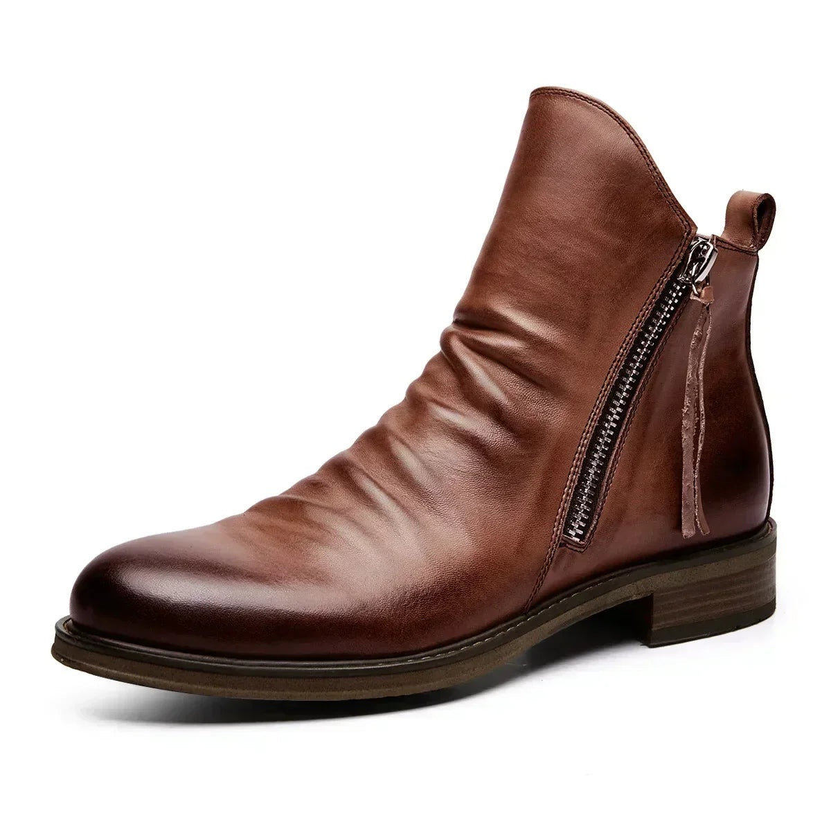 Caleb | Men's Leather Chelsea Boots Side Zipper