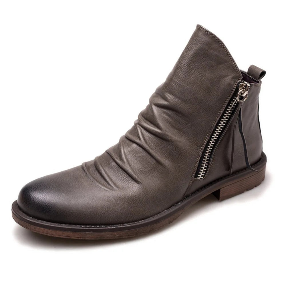 Caleb | Men's Leather Chelsea Boots Side Zipper