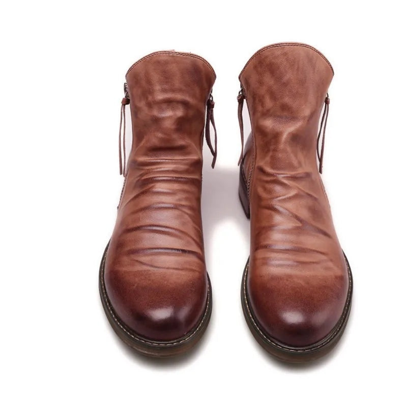 Caleb | Men's Leather Chelsea Boots Side Zipper