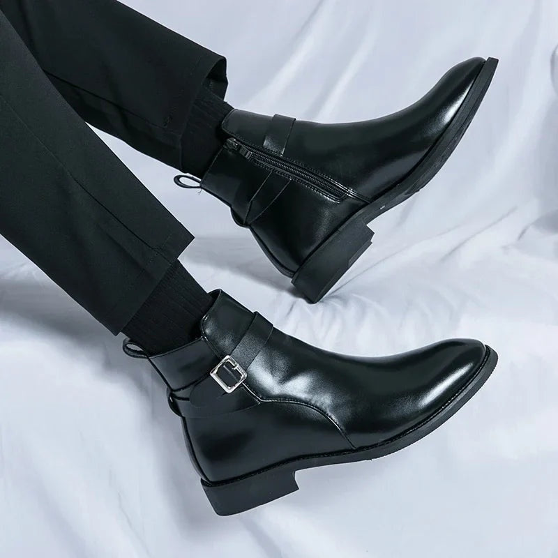Asher | Men's Leather Chelsea Boots Side Zipper Ankle