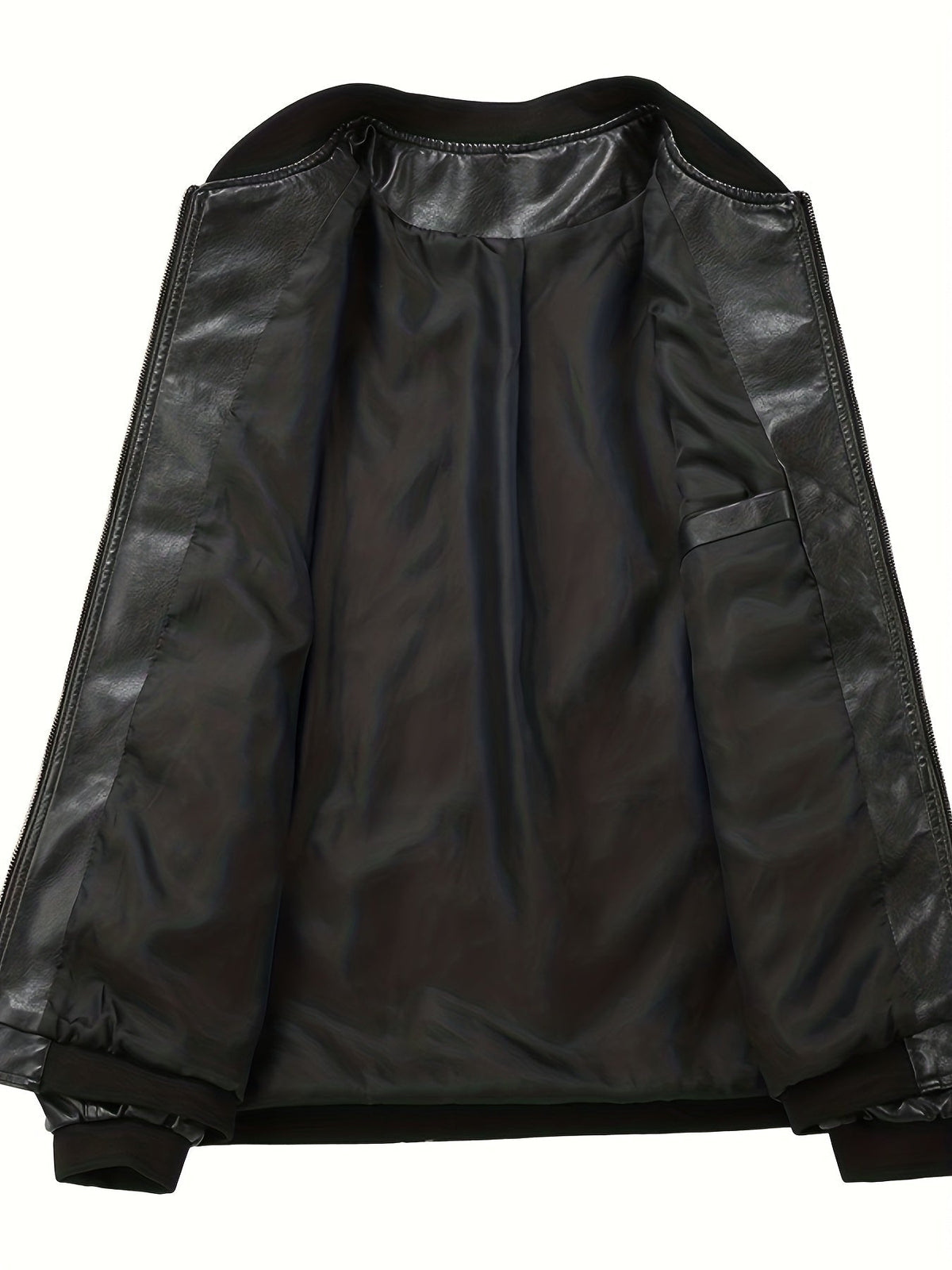 James | Men's PU Leather Bomber Jacket Zip Up