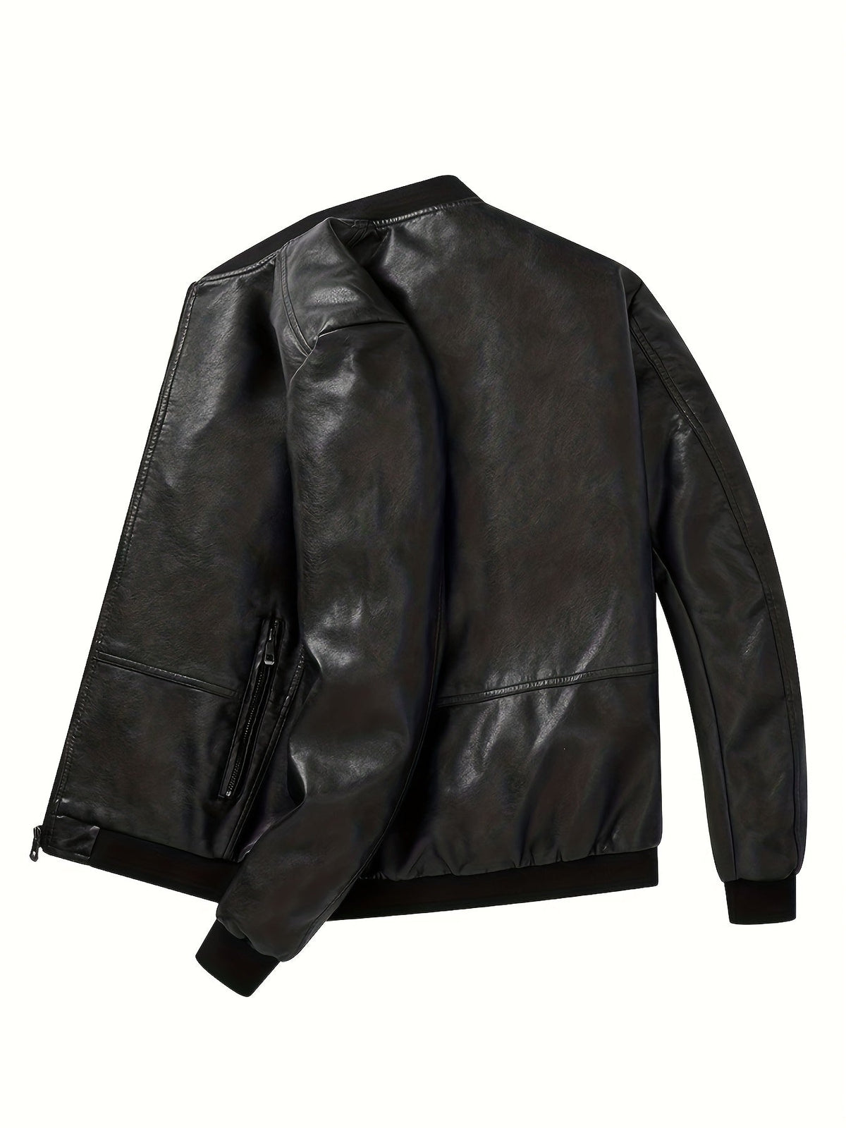 James | Men's PU Leather Bomber Jacket Zip Up