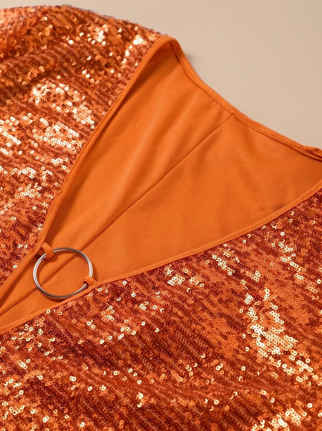 Skylar | Women's Long Sleeve Sequin Cocktail Dress Plunge Neck Mini