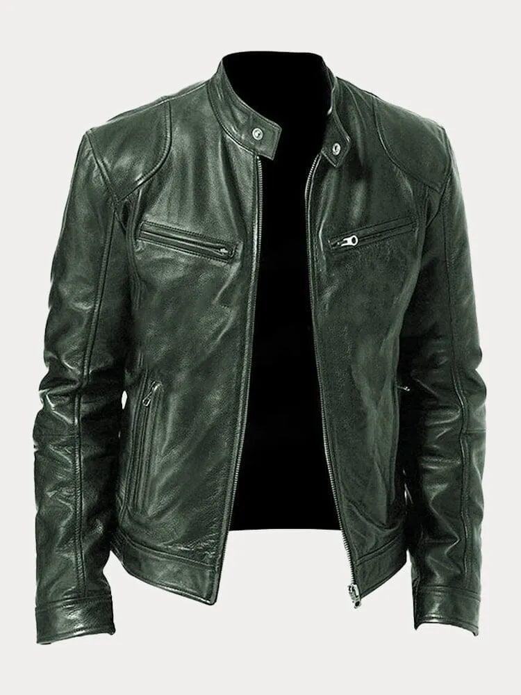 Juliette | Women's Leather Jacket Biker Stand Collar Zippers