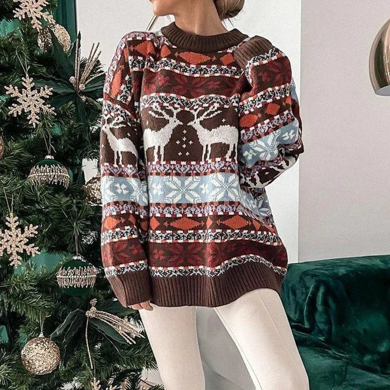 Stella | Women's Ugly Christmas Sweater with Reindeer Pattern