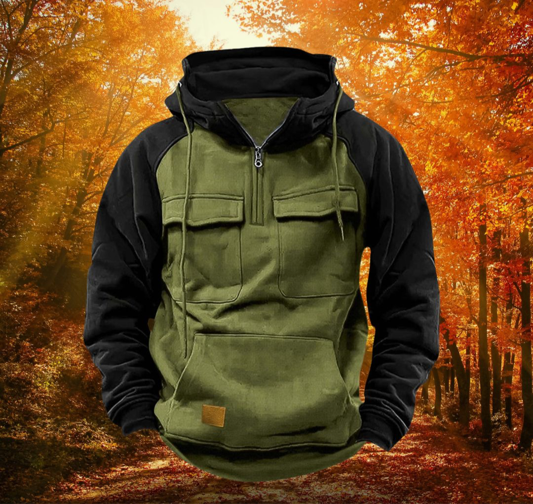 Samuel | Men's Two Tone Zip Up Hoodie Cargo Pockets