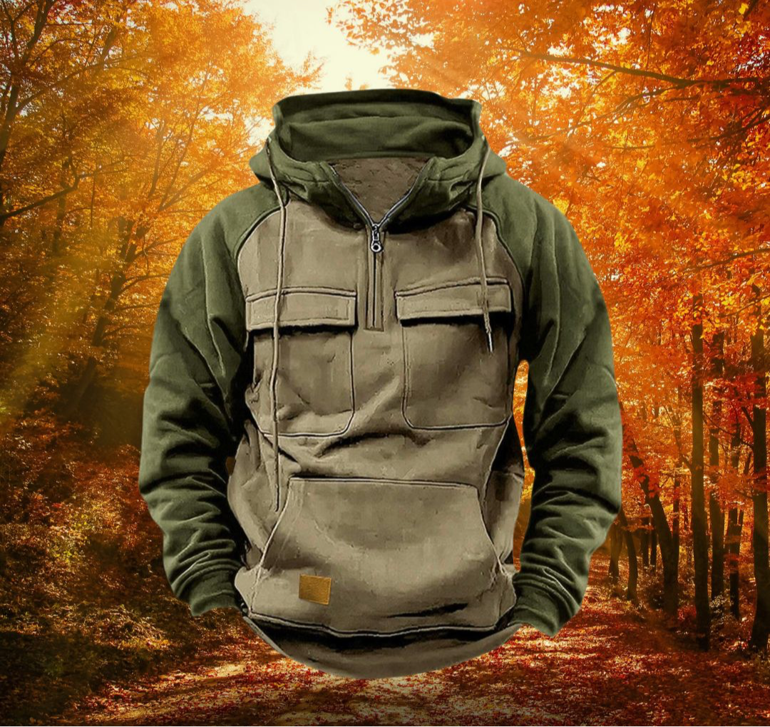 Samuel | Men's Two Tone Zip Up Hoodie Cargo Pockets