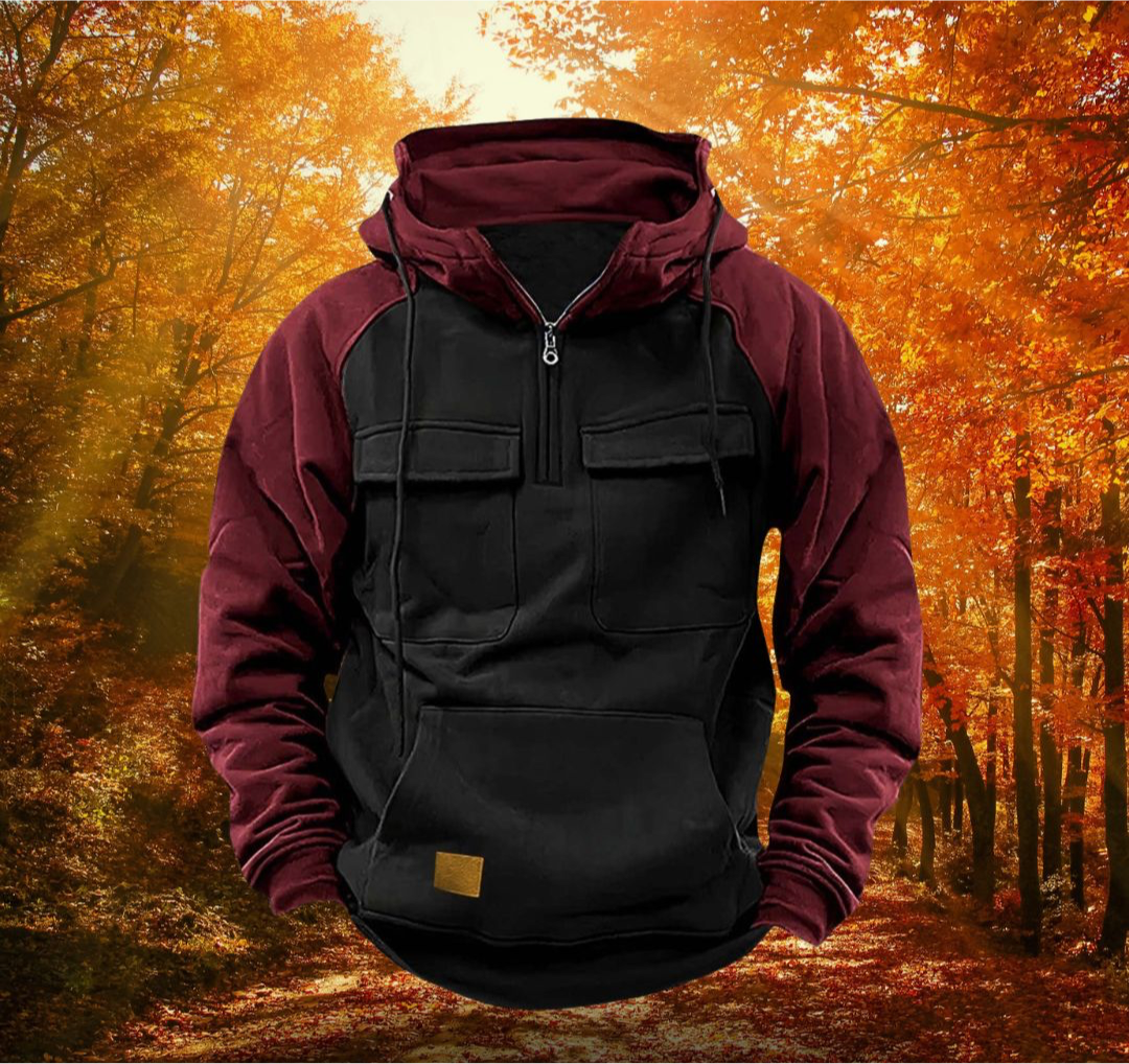 Samuel | Men's Two Tone Zip Up Hoodie Cargo Pockets