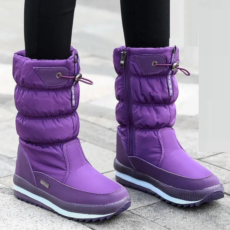 Camille | Women's Waterproof Snow Boots Quilted Flat Sole