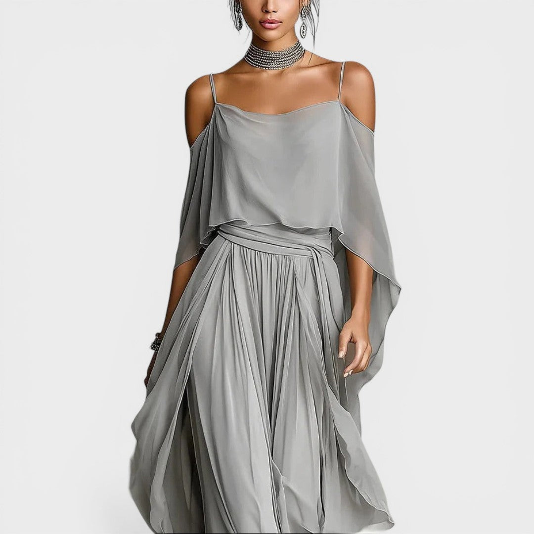Margaret | Women's Off Shoulder Formal Dress Long Draped Evening