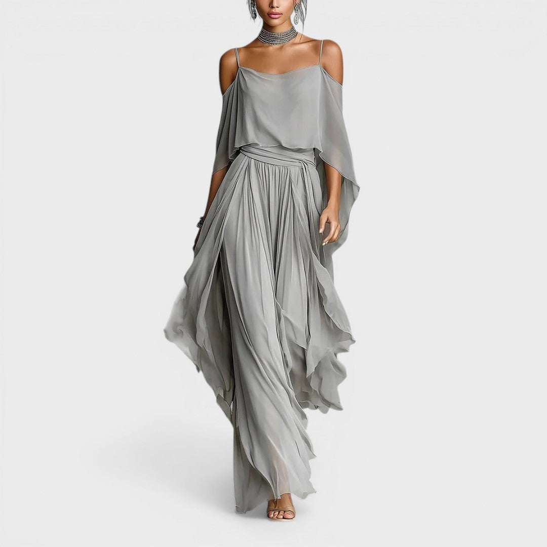 Margaret | Women's Off Shoulder Formal Dress Long Draped Evening