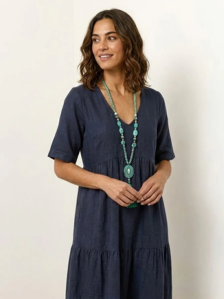 Alexandra | Women's Long Party Dress V Neck Ruffle Maxi
