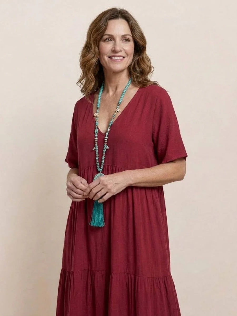 Alexandra | Women's Long Party Dress V Neck Ruffle Maxi