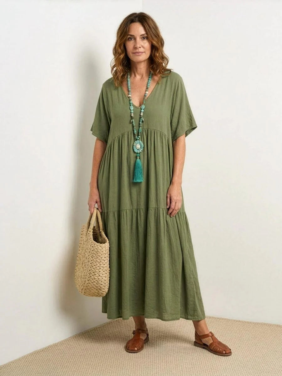 Alexandra | Women's Long Party Dress V Neck Ruffle Maxi