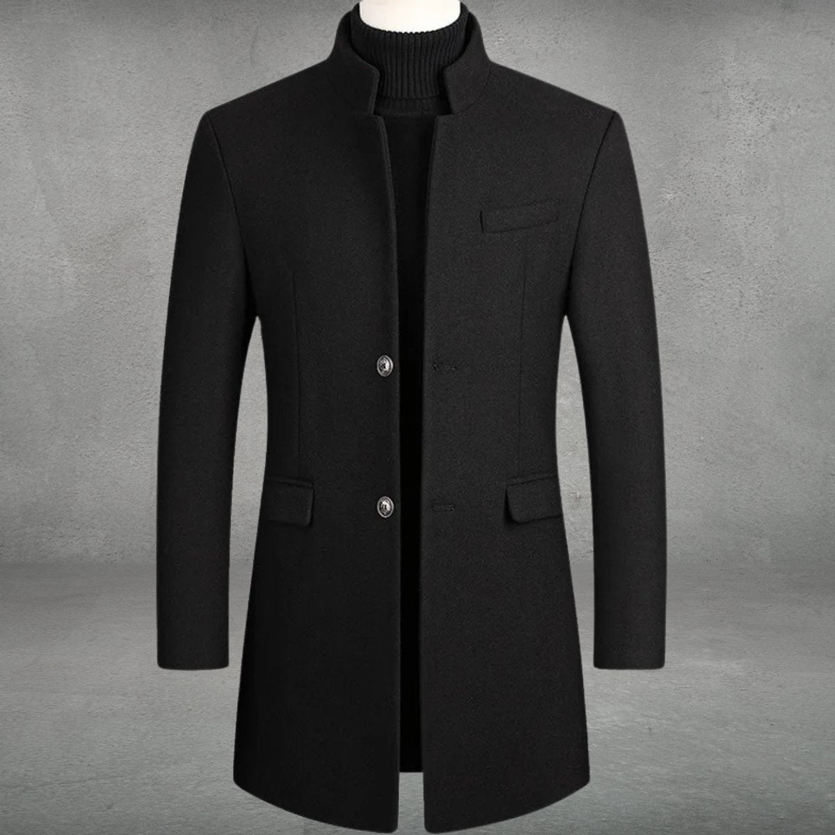 Damian | Men's Slim Fit Wool Blend Coat Stand Collar