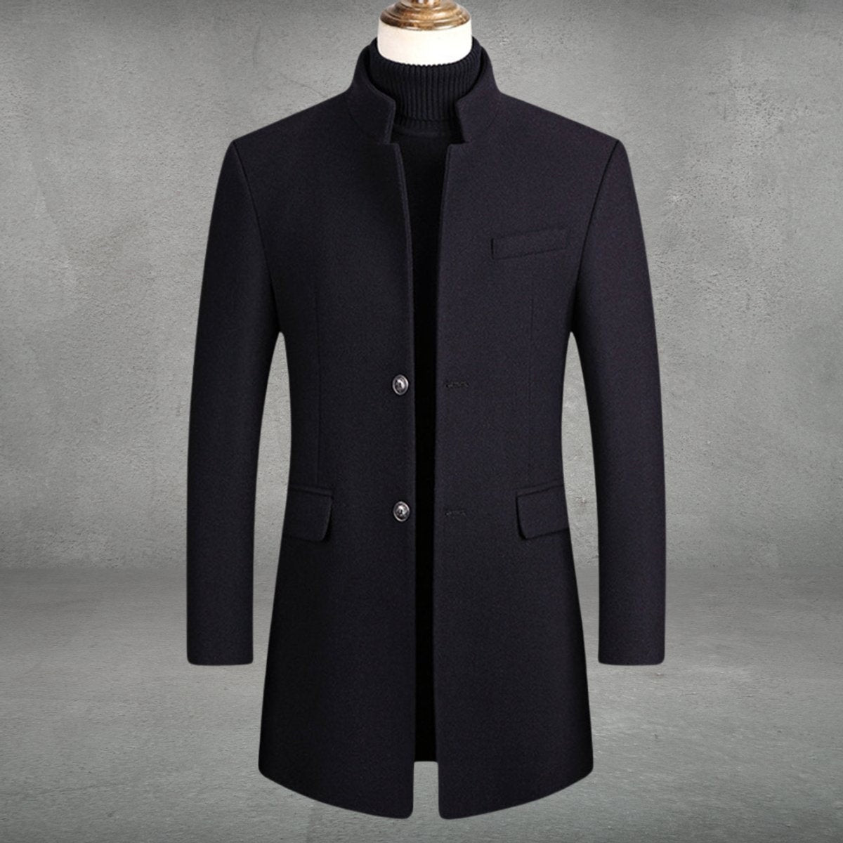 Damian | Men's Slim Fit Wool Blend Coat Stand Collar