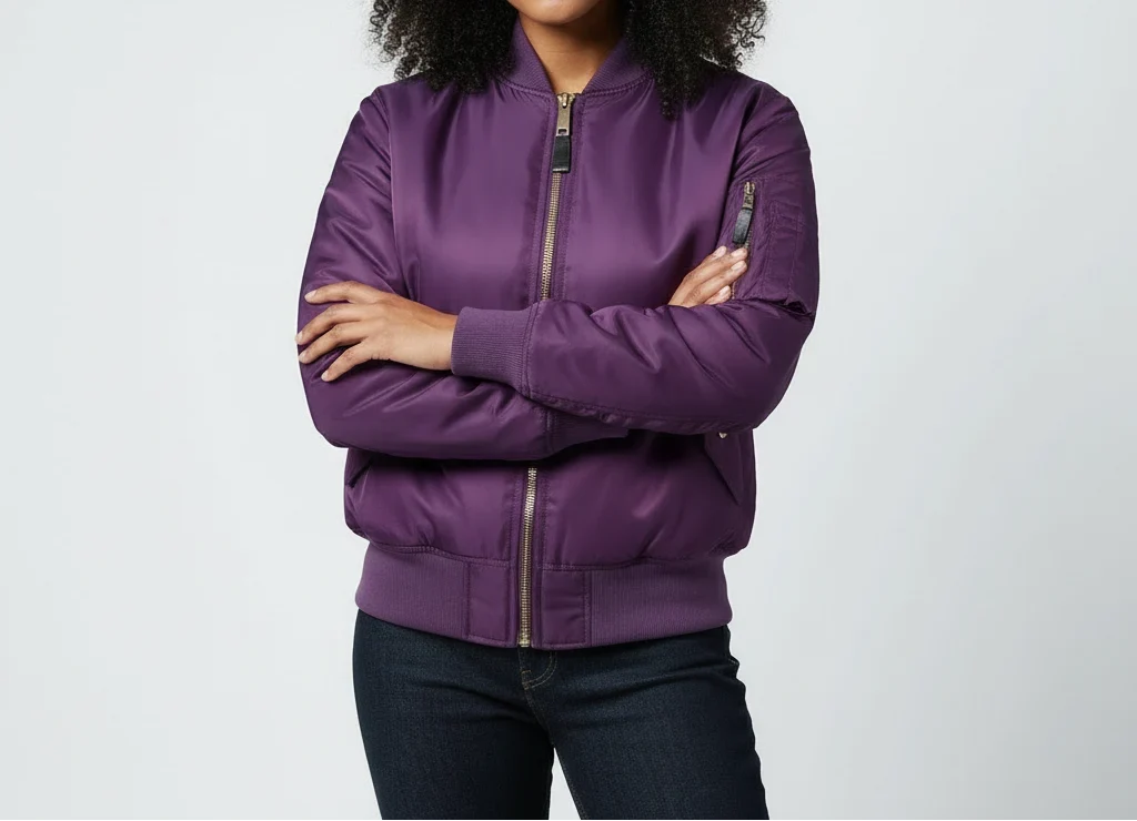 Zoe | Women's Nylon MA-1 Bomber Jacket with Sleeve Pocket
