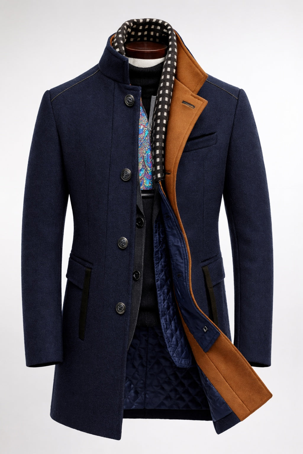 Alexander | Men's Wool Blend Overcoat with Stand Collar