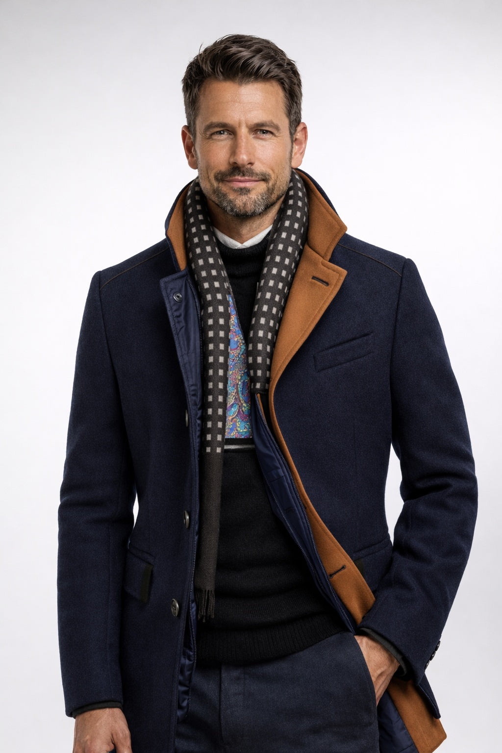 Alexander | Men's Wool Blend Overcoat with Stand Collar