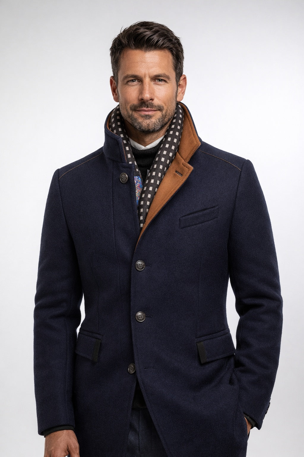 Alexander | Men's Wool Blend Overcoat with Stand Collar
