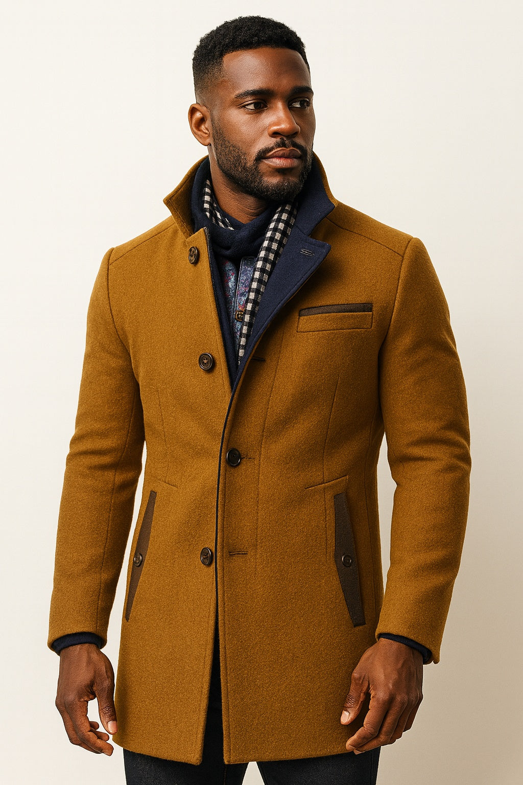 Alexander | Men's Wool Blend Overcoat with Stand Collar