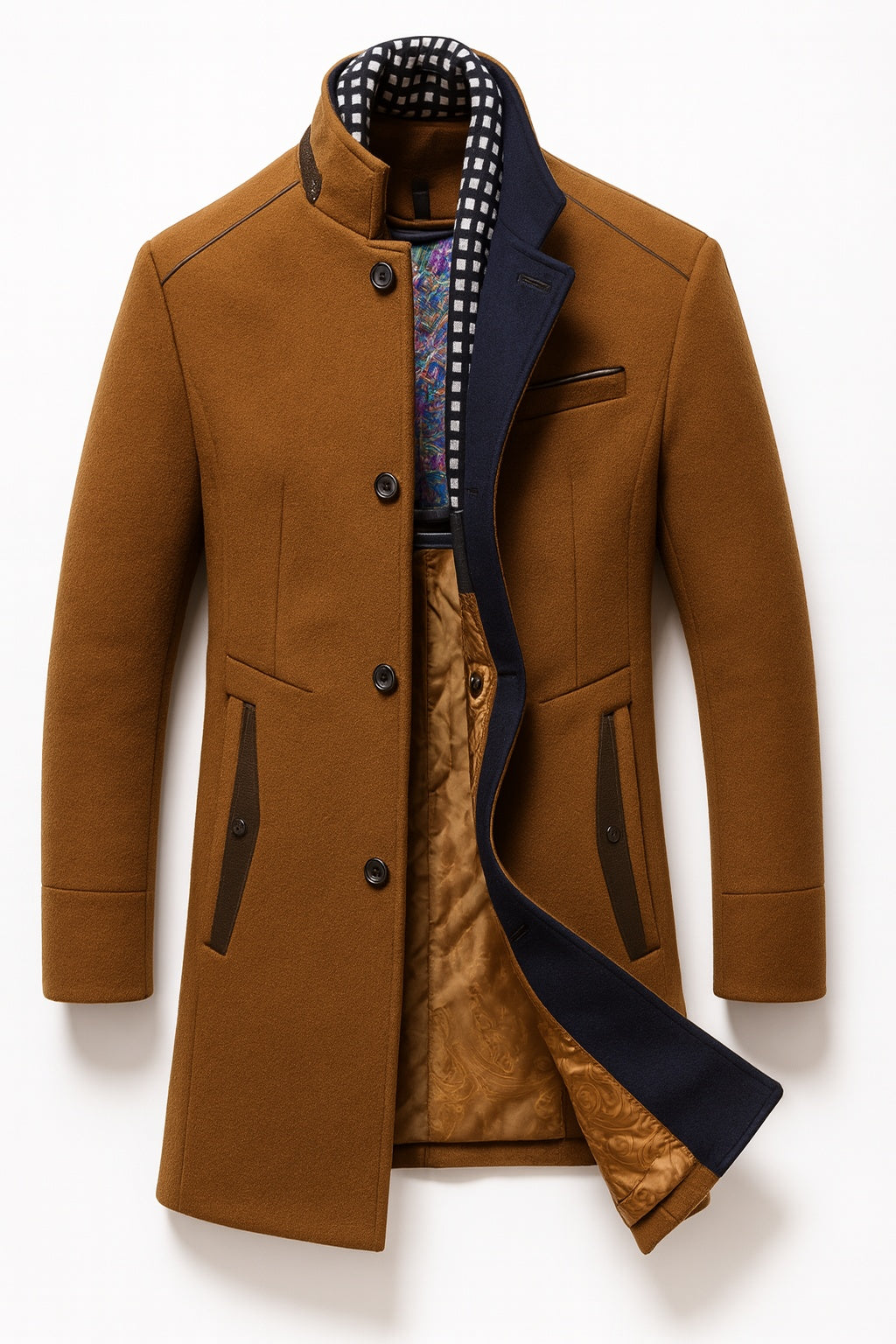 Alexander | Men's Wool Blend Overcoat with Stand Collar