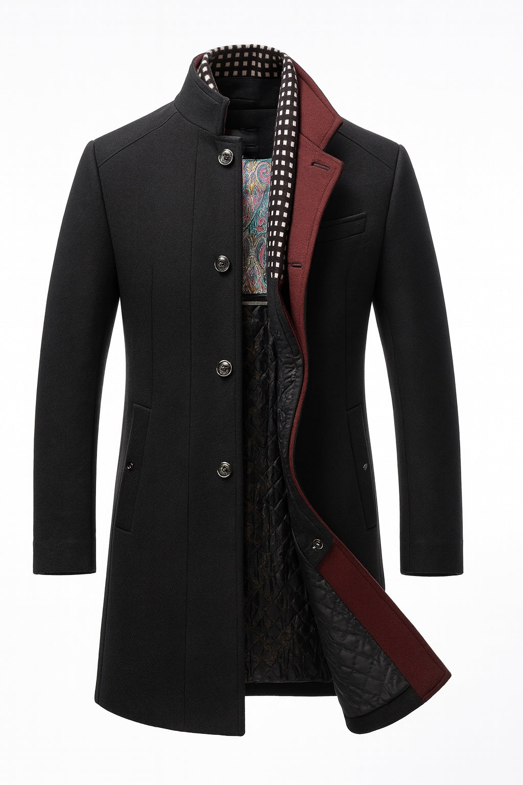 Alexander | Men's Wool Blend Overcoat with Stand Collar