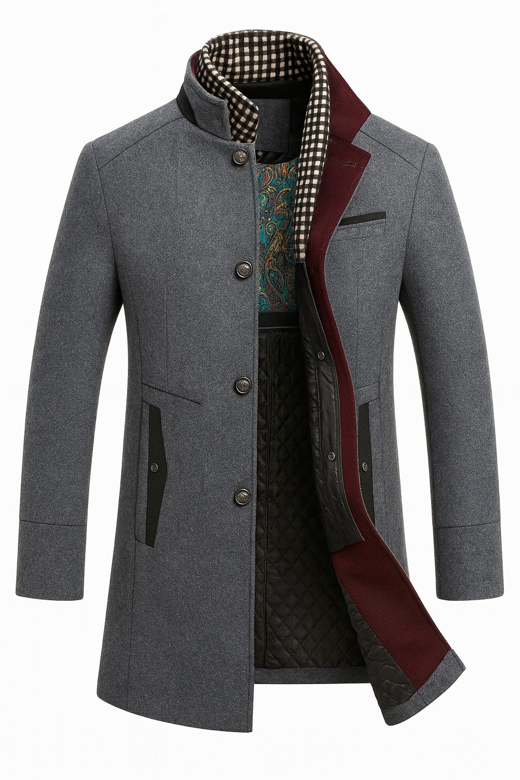 Alexander | Men's Wool Blend Overcoat with Stand Collar